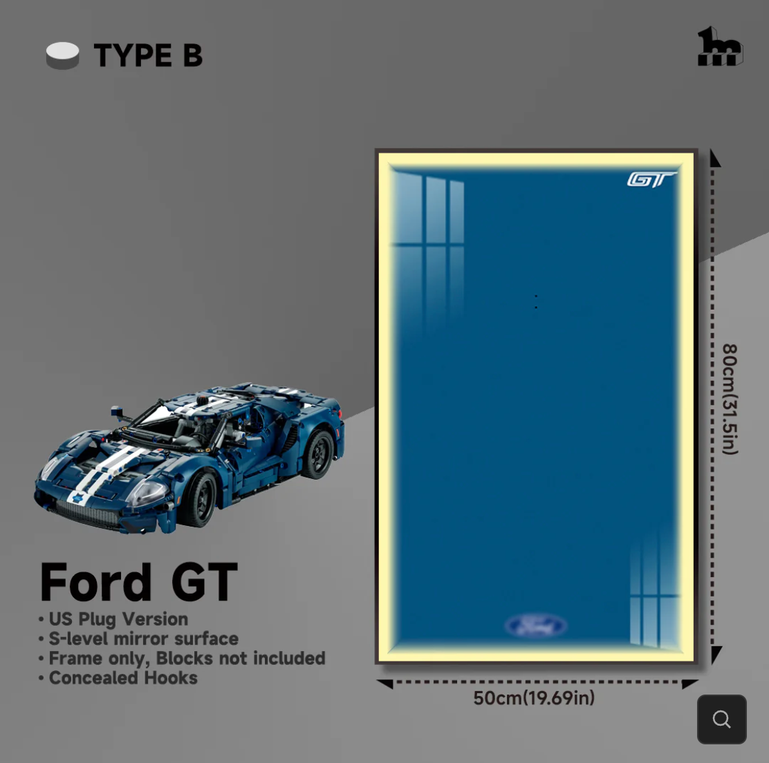 Display Rahmen für LEGO® TECHNIC™ Ford GT