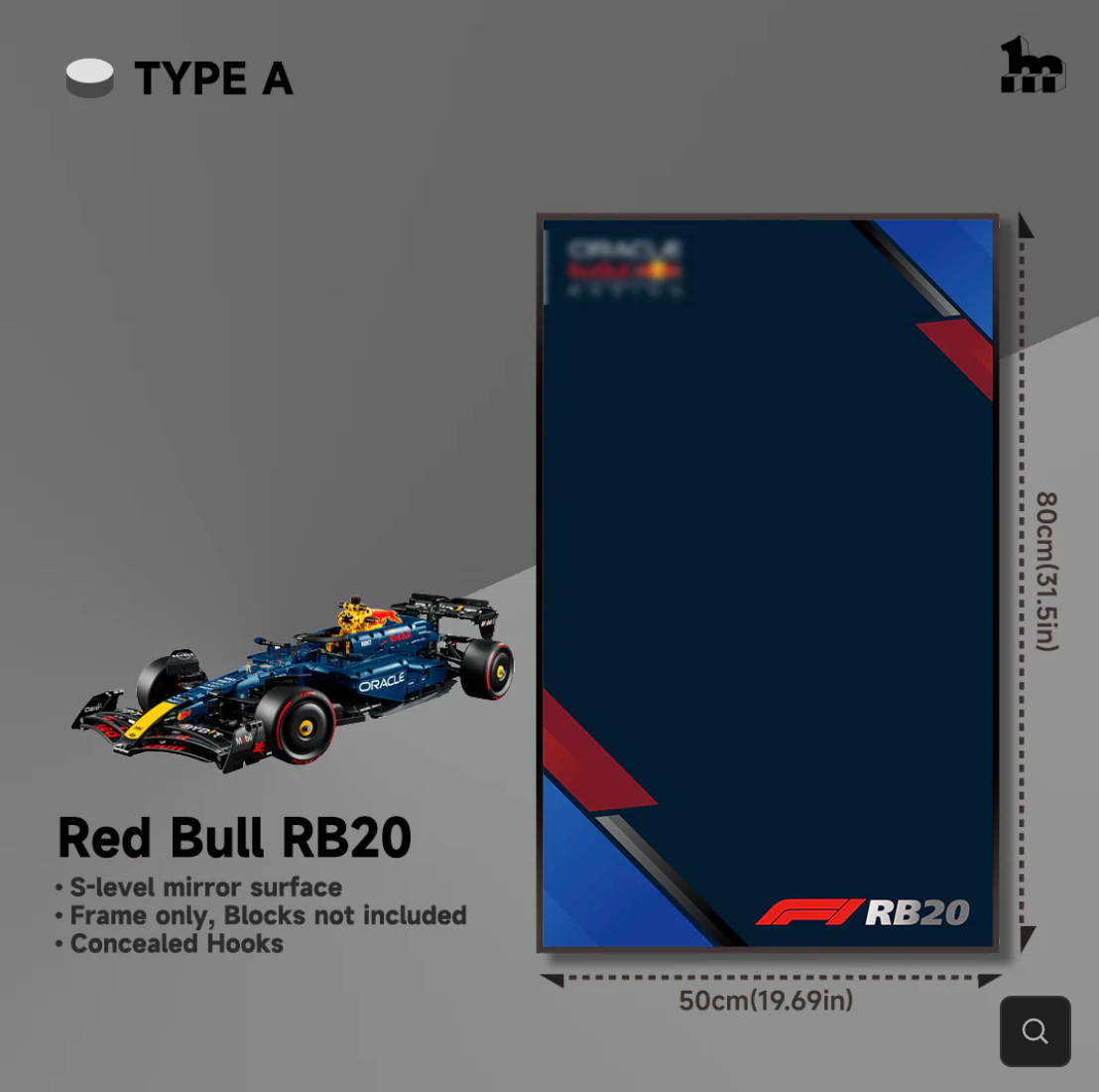 Display Rahmen für LEGO® TECHNIC™ Oracle Red Bull RB20 F1 Car 42206